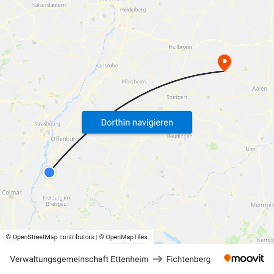 Verwaltungsgemeinschaft Ettenheim to Fichtenberg map