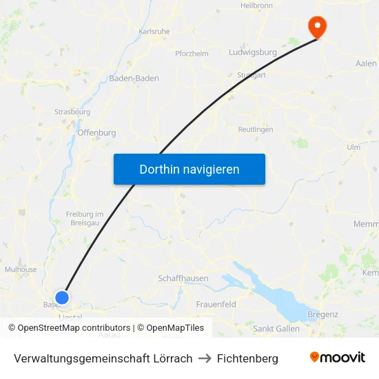 Verwaltungsgemeinschaft Lörrach to Fichtenberg map
