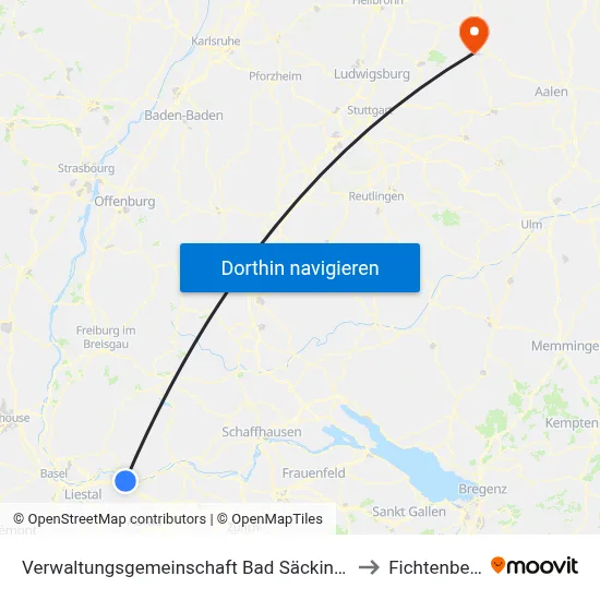 Verwaltungsgemeinschaft Bad Säckingen to Fichtenberg map