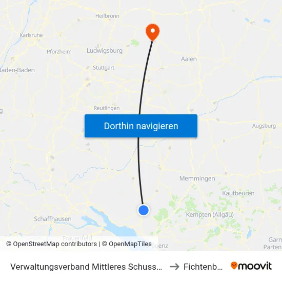Verwaltungsverband Mittleres Schussental to Fichtenberg map