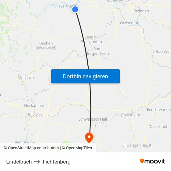 Lindelbach to Fichtenberg map