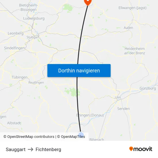 Sauggart to Fichtenberg map