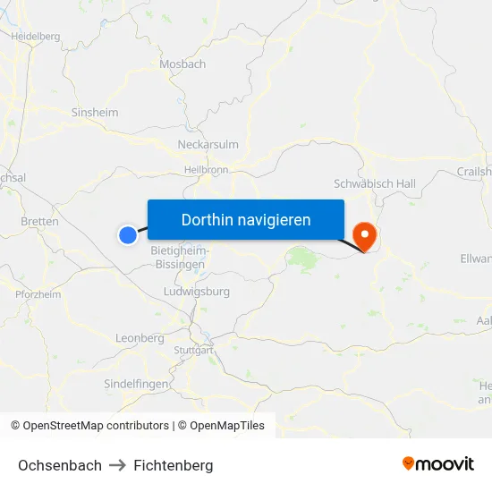 Ochsenbach to Fichtenberg map