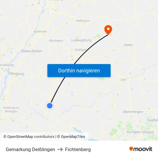 Gemarkung Deißlingen to Fichtenberg map
