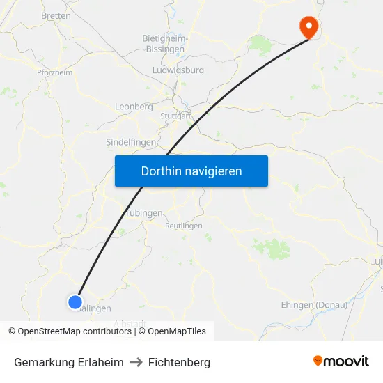 Gemarkung Erlaheim to Fichtenberg map
