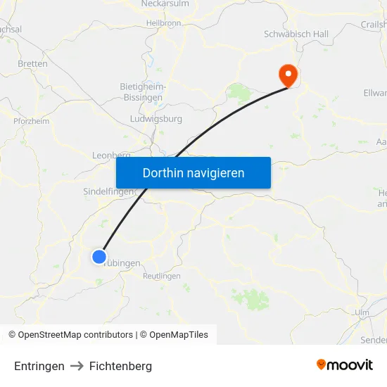 Entringen to Fichtenberg map