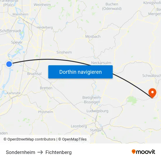 Sondernheim to Fichtenberg map