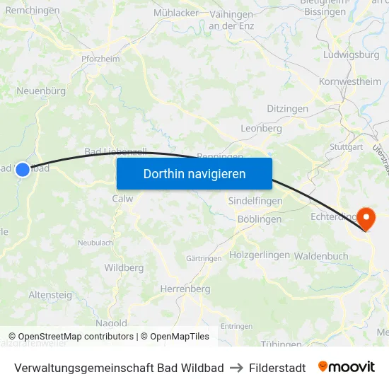 Verwaltungsgemeinschaft Bad Wildbad to Filderstadt map