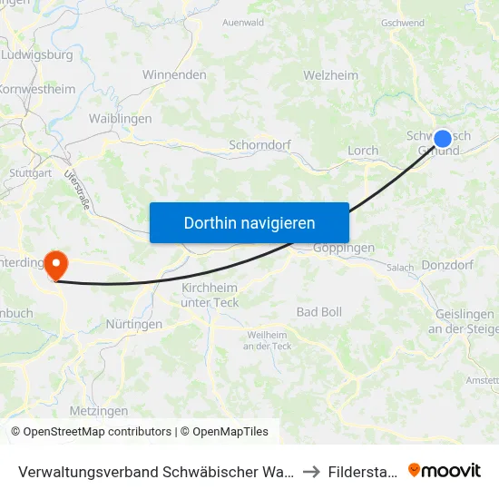Verwaltungsverband Schwäbischer Wald to Filderstadt map