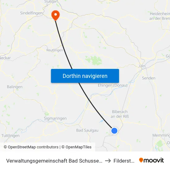 Verwaltungsgemeinschaft Bad Schussenried to Filderstadt map