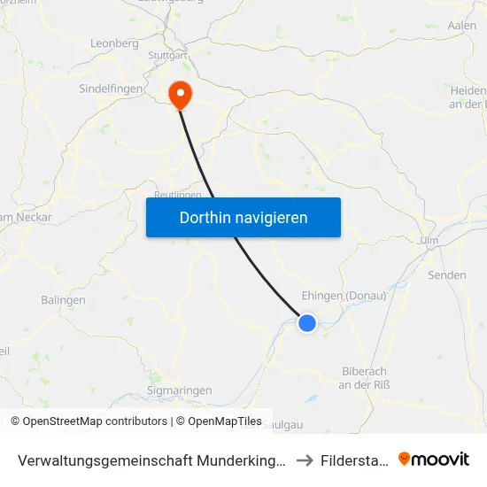 Verwaltungsgemeinschaft Munderkingen to Filderstadt map