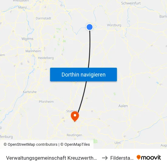 Verwaltungsgemeinschaft Kreuzwertheim to Filderstadt map