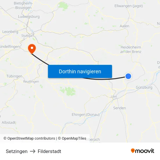 Setzingen to Filderstadt map
