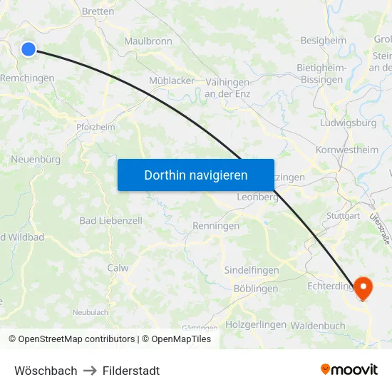 Wöschbach to Filderstadt map