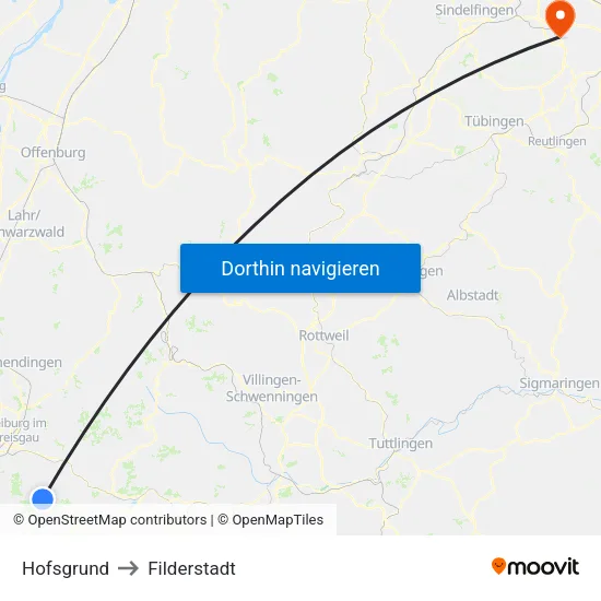 Hofsgrund to Filderstadt map