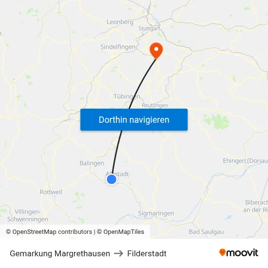 Gemarkung Margrethausen to Filderstadt map