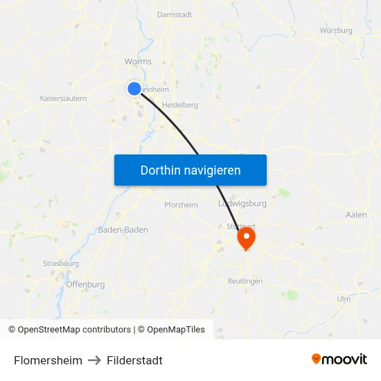 Flomersheim to Filderstadt map