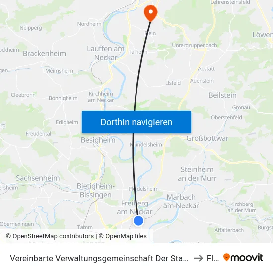 Vereinbarte Verwaltungsgemeinschaft Der Stadt Freiberg am Neckar to Flein map