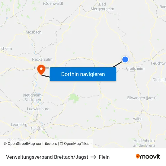 Verwaltungsverband Brettach/Jagst to Flein map