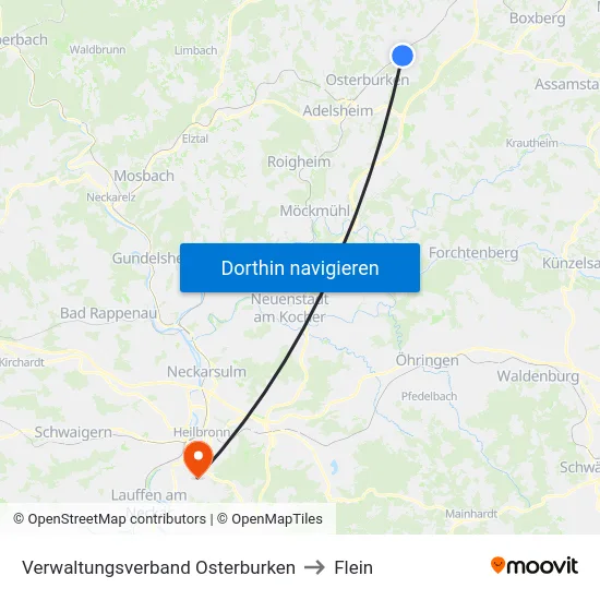 Verwaltungsverband Osterburken to Flein map