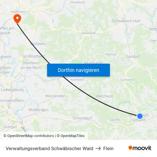Verwaltungsverband Schwäbischer Wald to Flein map