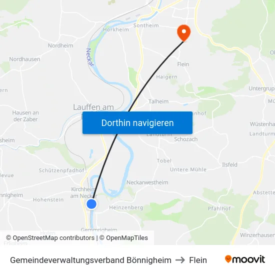 Gemeindeverwaltungsverband Bönnigheim to Flein map