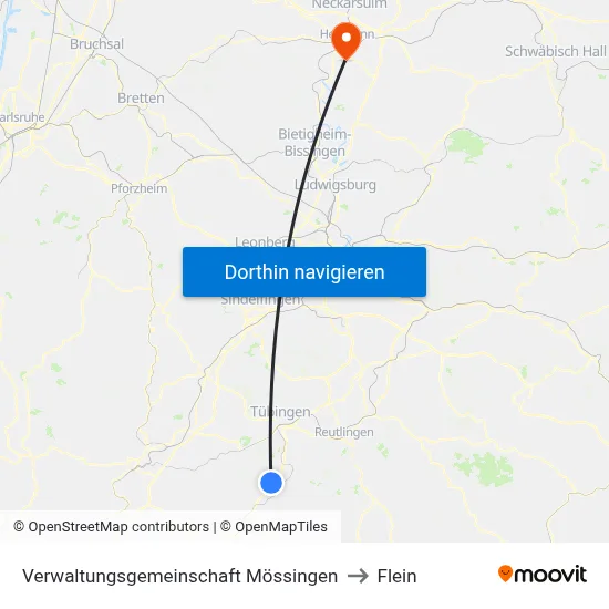 Verwaltungsgemeinschaft Mössingen to Flein map