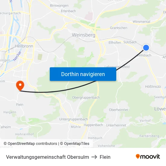 Verwaltungsgemeinschaft Obersulm to Flein map