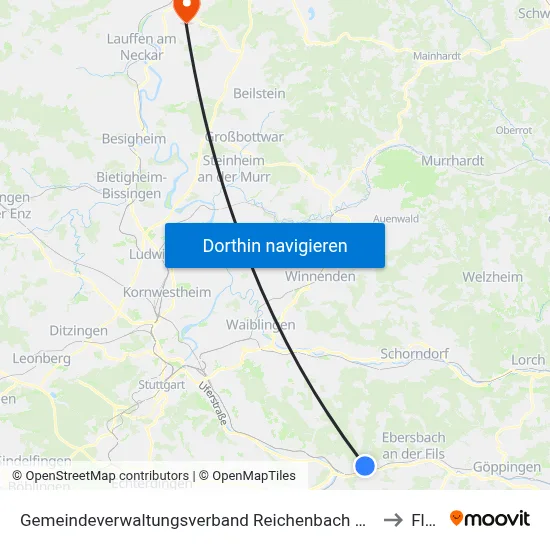 Gemeindeverwaltungsverband Reichenbach An Der Fils to Flein map