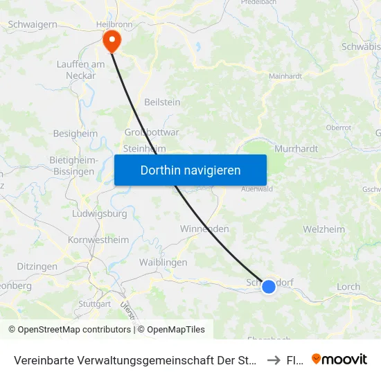 Vereinbarte Verwaltungsgemeinschaft Der Stadt Schorndorf to Flein map