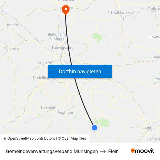 Gemeindeverwaltungsverband Münsingen to Flein map