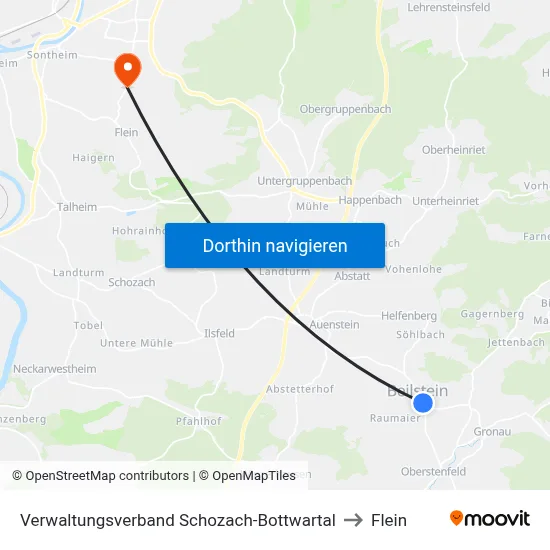 Verwaltungsverband Schozach-Bottwartal to Flein map