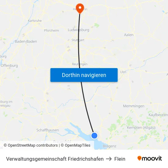 Verwaltungsgemeinschaft Friedrichshafen to Flein map