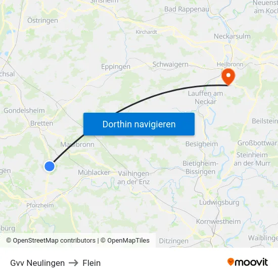 Gvv Neulingen to Flein map