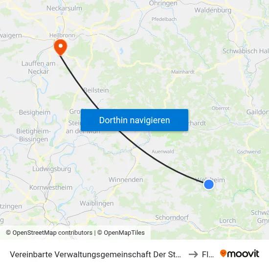 Vereinbarte Verwaltungsgemeinschaft Der Stadt Welzheim to Flein map