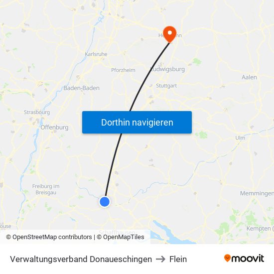 Verwaltungsverband Donaueschingen to Flein map