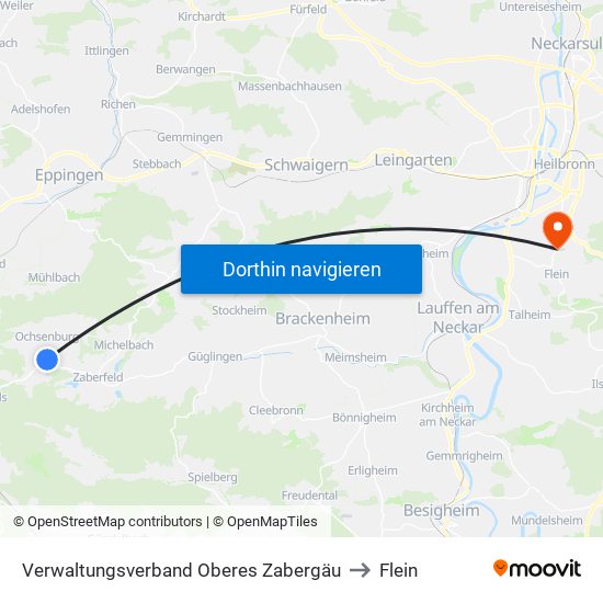 Verwaltungsverband Oberes Zabergäu to Flein map