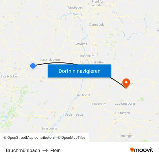 Bruchmühlbach to Flein map
