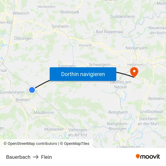 Bauerbach to Flein map
