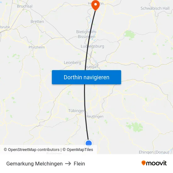 Gemarkung Melchingen to Flein map