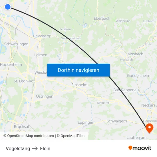 Vogelstang to Flein map