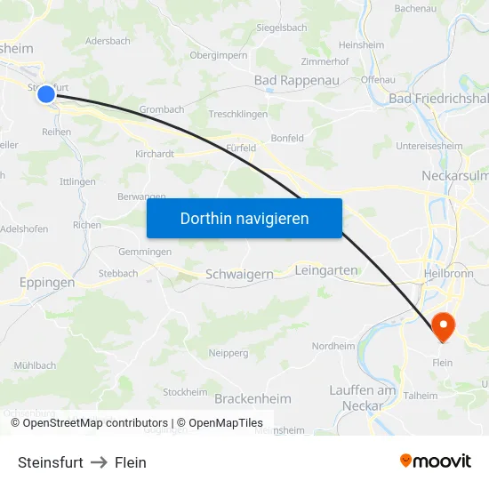 Steinsfurt to Flein map