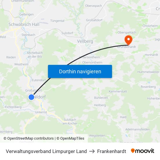 Verwaltungsverband Limpurger Land to Frankenhardt map