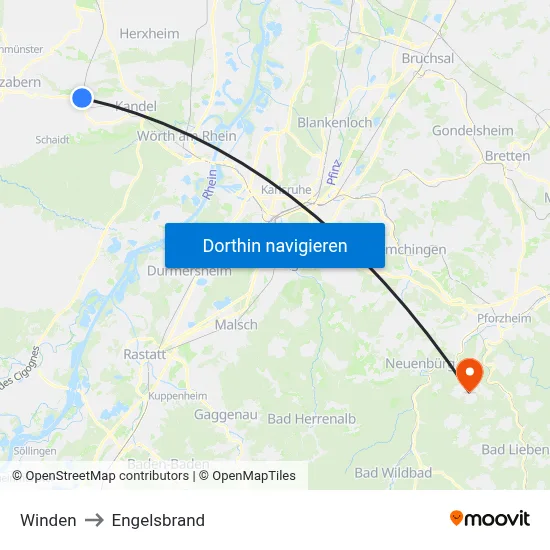 Winden to Engelsbrand map
