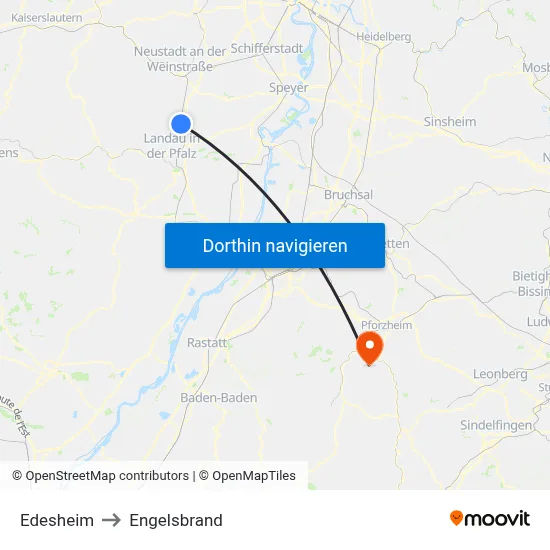 Edesheim to Engelsbrand map