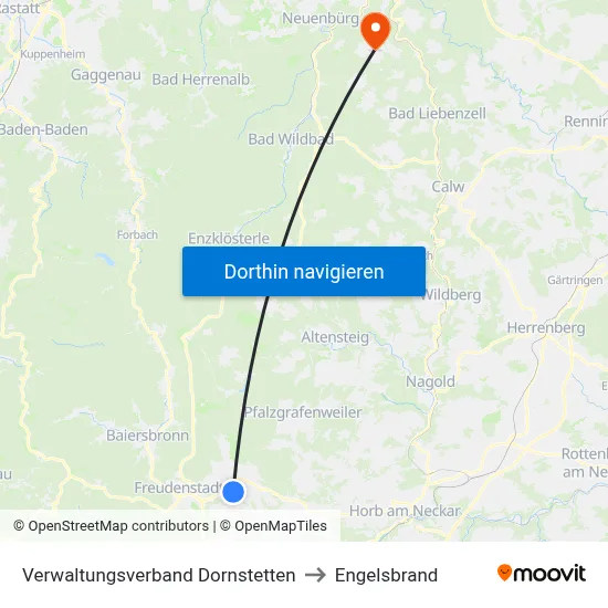Verwaltungsverband Dornstetten to Engelsbrand map