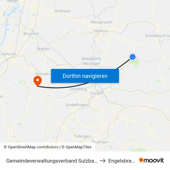 Gemeindeverwaltungsverband Sulzbach to Engelsbrand map