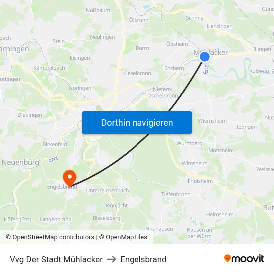 Vvg Der Stadt Mühlacker to Engelsbrand map