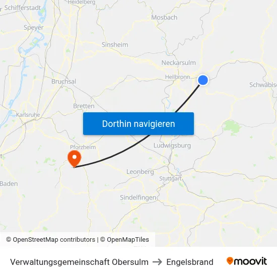 Verwaltungsgemeinschaft Obersulm to Engelsbrand map