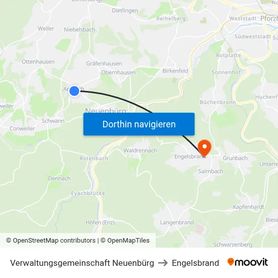 Verwaltungsgemeinschaft Neuenbürg to Engelsbrand map